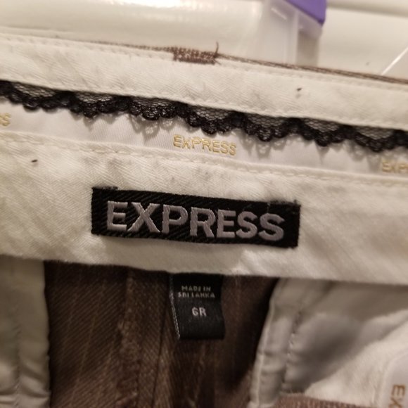 Express pants Tan and white pinstripe Size 6R - Picture 5 of 15